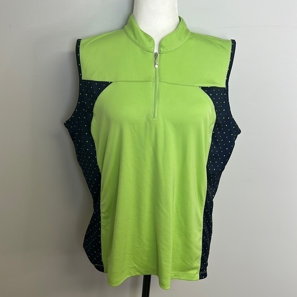 IZOD Green/Navy Blue Faux Collar Sleeveless Golf Shirt Sz XXL - Picture 1 of 7